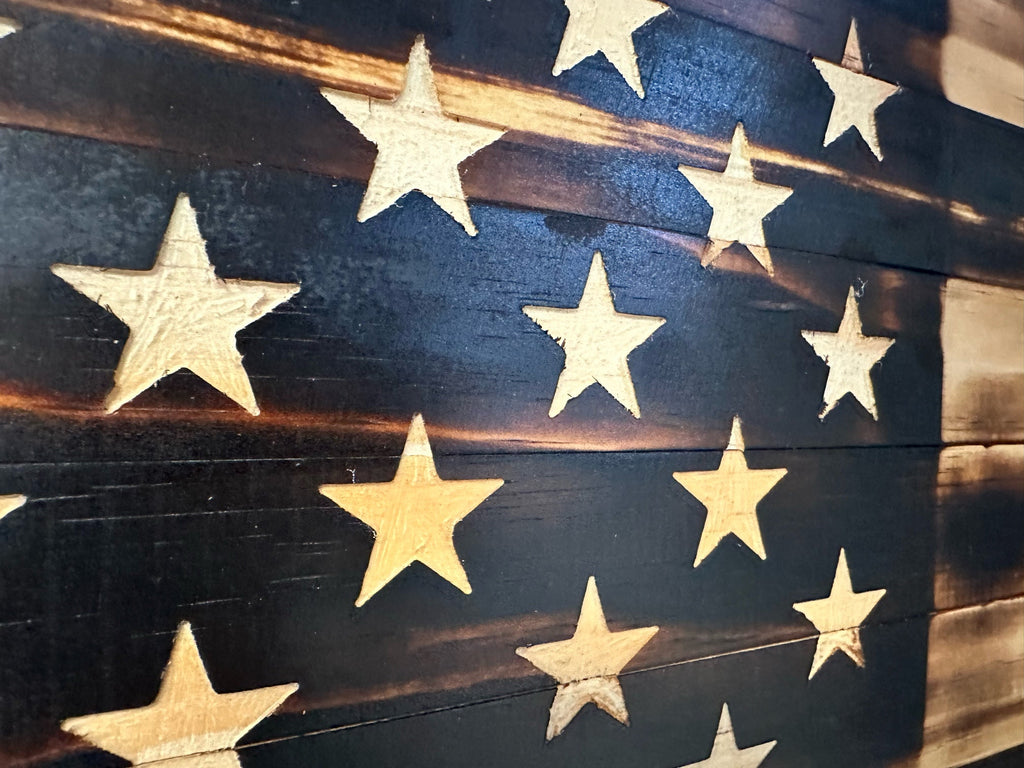 Large Burnt American Flag Hidden Gun Storage Cabinet (Burnt)