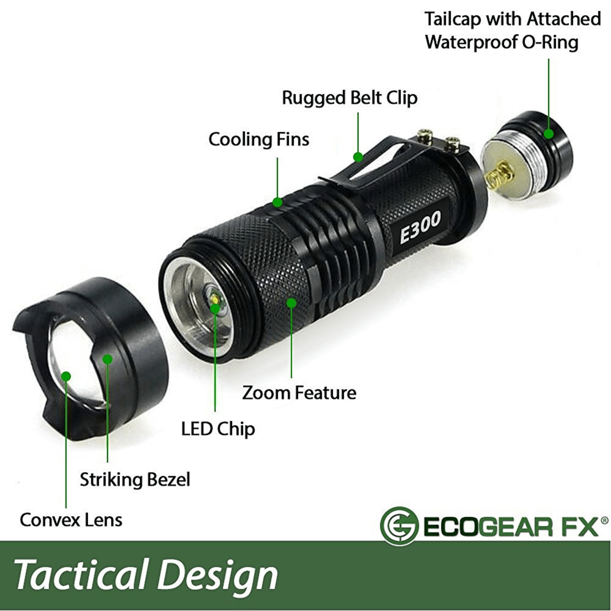 EcoGear FX E300 EDC Tactical Flashlight